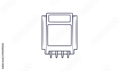 Retro video game console cartridge outline graphic for retro gaming and vintage technology themes