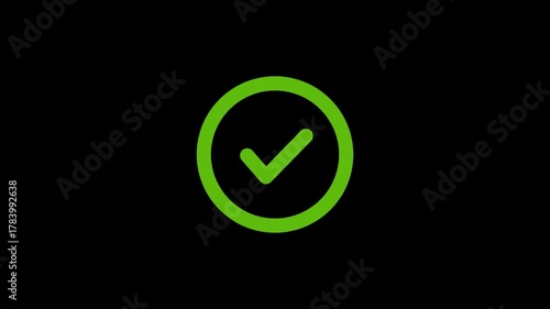 Checklist symbol icon. Check mark icon. Animated tick mark icon with circle loading animated on a black background approved 4k video. Alpha channel
