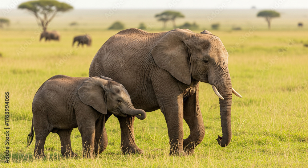 Obraz premium elephant with her calf