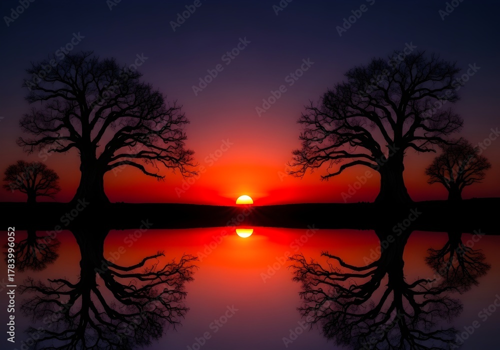 Obraz premium sunset over the lake