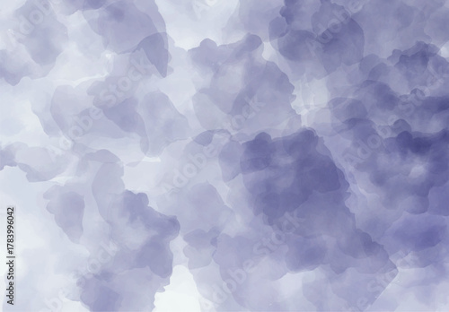 A watercolor painting showcases a blend of purple and white hues in abstract shapes, creating a dreamy and soft texture that is visually appealing and calming.
