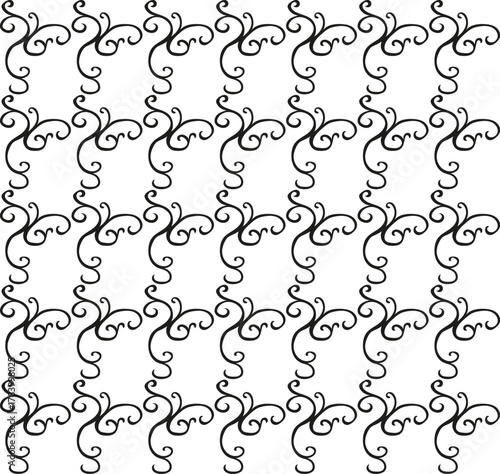 An original seamless abstract pattern featuring hand-drawn spirals and swirls on a white background