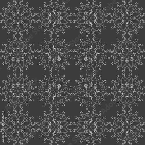 Seamless monochrome pattern in gray tones with a floral design