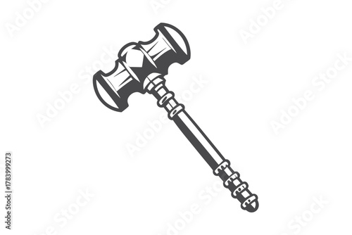 Court's gavel symbol is depicted prominently in gray, representing legal authority and judgment