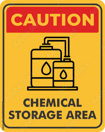 Chemical Storage Area Sign | Safety Warning for Industrial Chemical Handling and Hazard Prevention | chemical storage area safety sign board design, hazardous material storage warning label