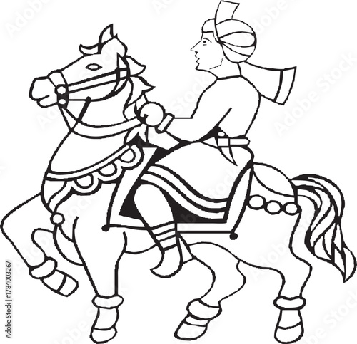 Man And Horses Vector Art illustration