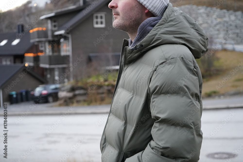 Fototapeta premium Man facing winter chill