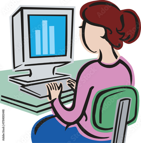 Girl working with computer