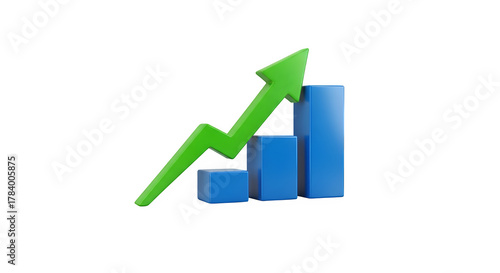 Free Download Green arrow pointing upwards on a blue bar graph isolated on transparent background - GFXLoad