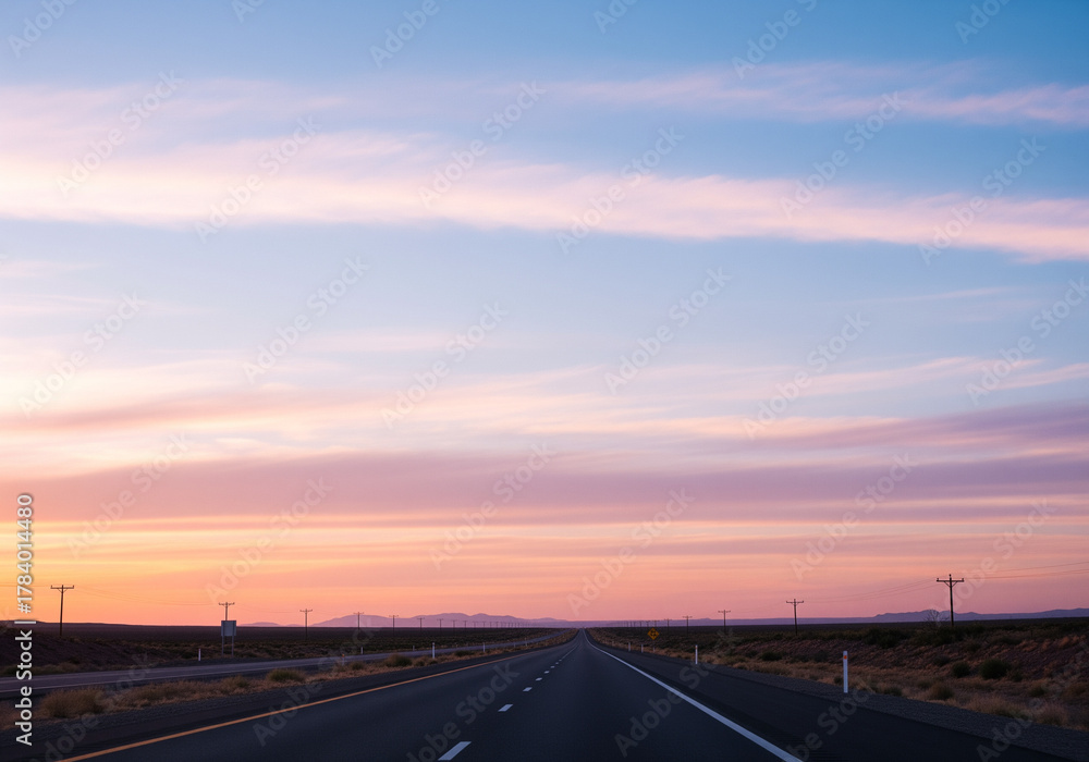 Fototapeta premium soft pastel sky over lonely highway