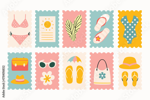 A neatly organized set of postage stamps spread horizontally