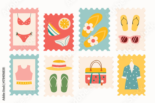 A neatly organized set of postage stamps spread horizontally