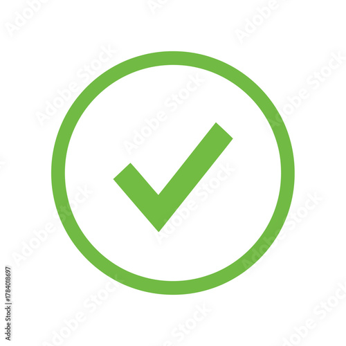 Vector illustration of green check mark inside a circle