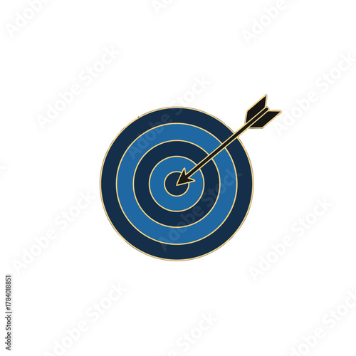 Vector illustration of a bullseye target with an arrow hitting the center, symbolizing success, accuracy, and achieving goals