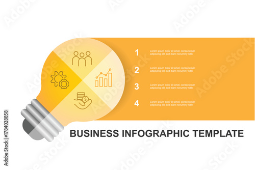 creative light bulb idea concept with 4 step suitable for business infographic template