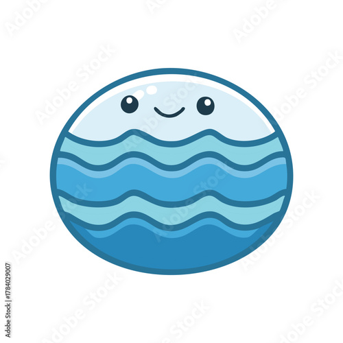 An adorable cartoon image of ocean waves with a happy face, bringing joy to the viewers