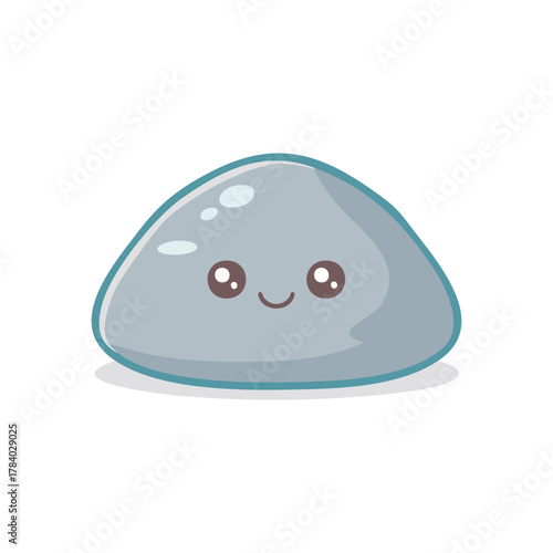 A cute and friendly cartoon stone character with a smiling face