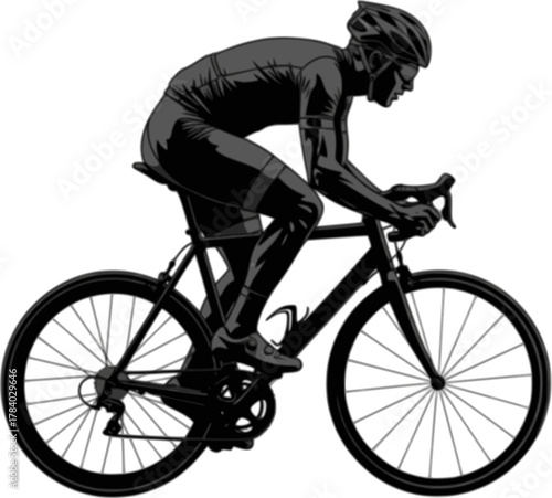 high quality race bicyclist silhouette - vector. Transparent background PNG, cutout	
