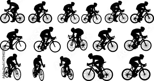high quality race bicyclist silhouette - vector. Transparent background PNG, cutout	
