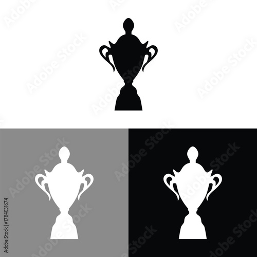 Trophies for black and white sports championships 