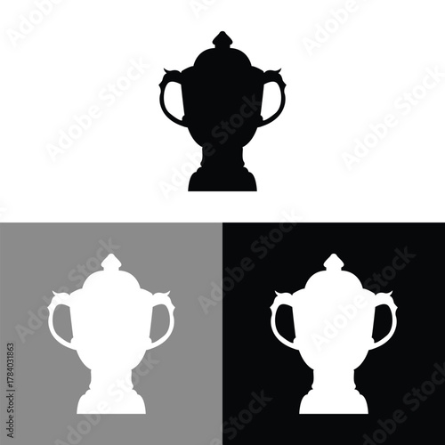 Trophies for black and white sports championships 