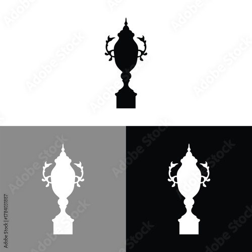 Trophies for black and white sports championships 