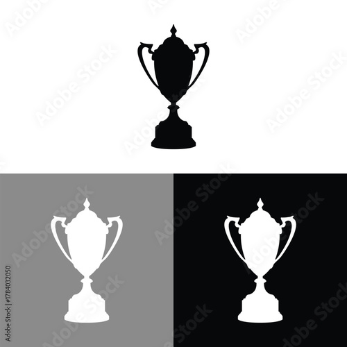 Trophies for black and white sports championships 