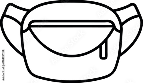 Black and White Line Drawing of Fanny Pack Accessory for Fashion and Travel Use