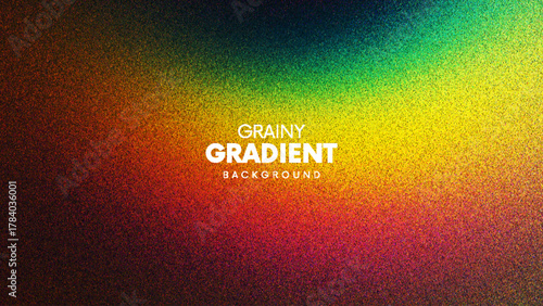 Minimalist grainy gradient with vivid rainbow colors harmony created from thousands of individual dots. Smooth colorful gradient background with fine grain texture adds nostalgic film feel. Vector