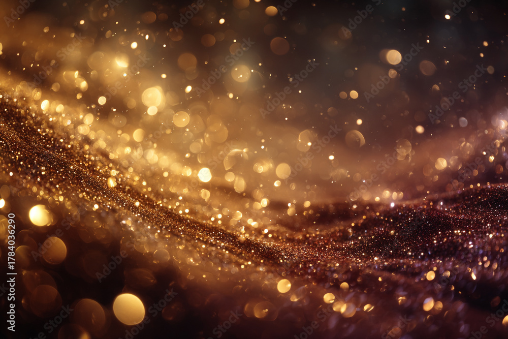 Obraz premium Dark shiny golden glitter background,festive concept,generative ai