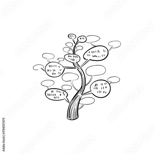 Conceptual Tree Illustration A Visual Representation of Ideas and Connections on White