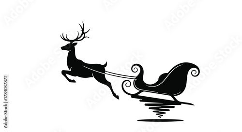 Majestic reindeer pulls Santa's sleigh through winter night