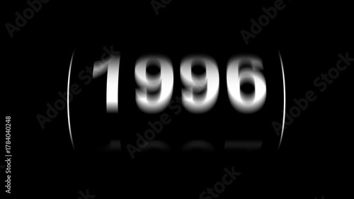 Scrolling Years Countdown Animation from 1980 to 2005, Time Transition Flip Effect, Modern Calendar Timeline