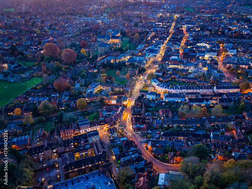 Twilight capture of Winchester City centre and surrounding area