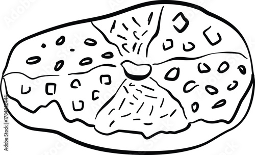 Hand drawn vector focaccia italian food icon.