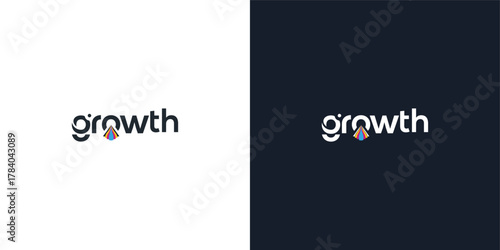  growth wordmark and arrow logo design template