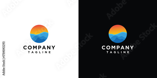 Mountain landscape logo design. Vector illustration concept of mountain icon design.