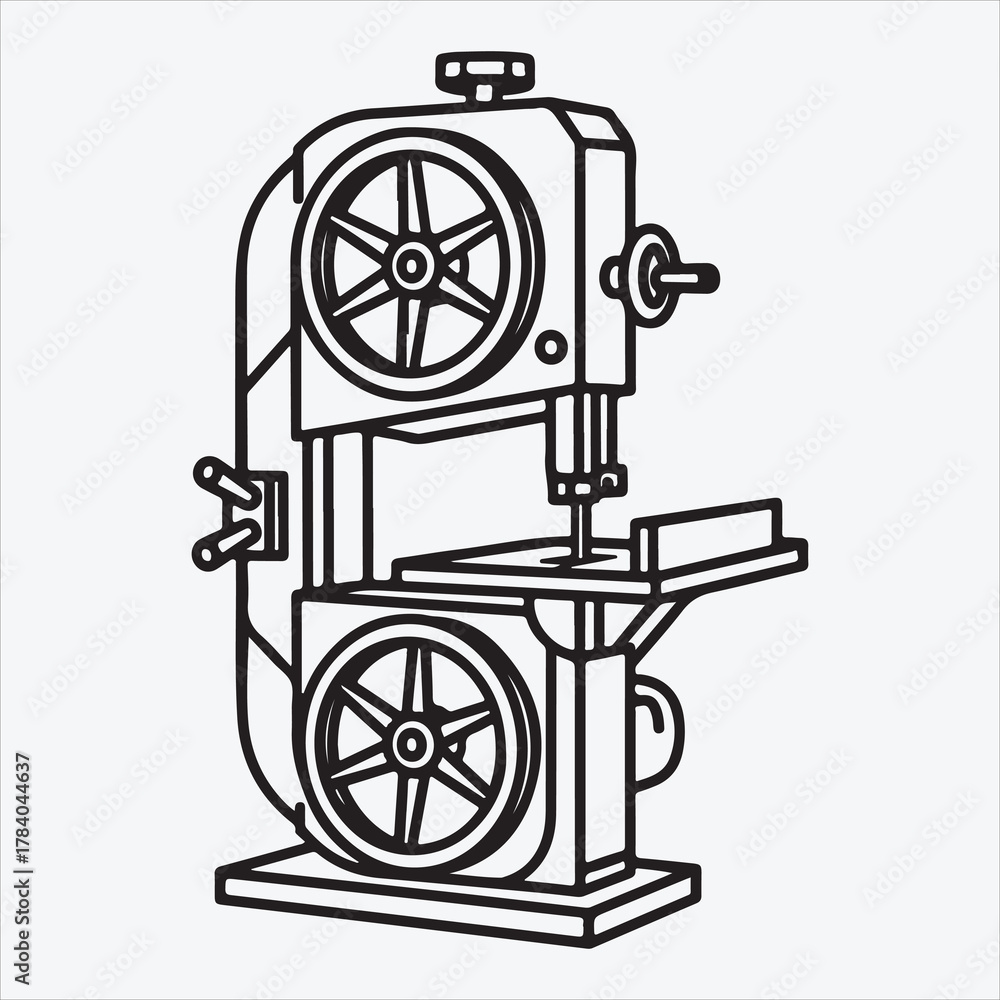 Naklejka premium Line art Crapenter tool sawmil vector design