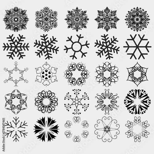 Snowflake Designs Winter Snowflake Patterns Frozen Snowflake Clipart Snowflake Icon Set Crystal Snowflake Illustrations Minimalist Snowflake Art Christmas Snowflake Graphics