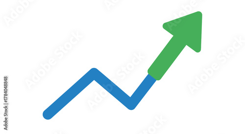 Growth chart with a blue line transitioning to green a silhouette