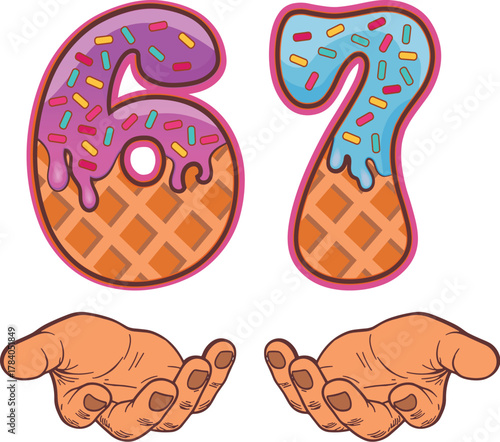 67 Meme Ice Cream Drip Funny Six Seven Gen Alpha Slang 6 7