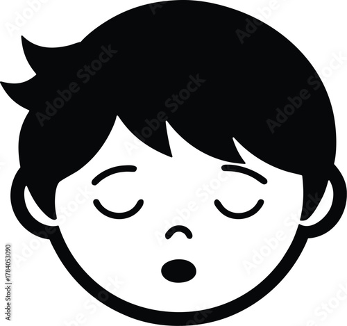Sleepy Boy Face Vector Icon