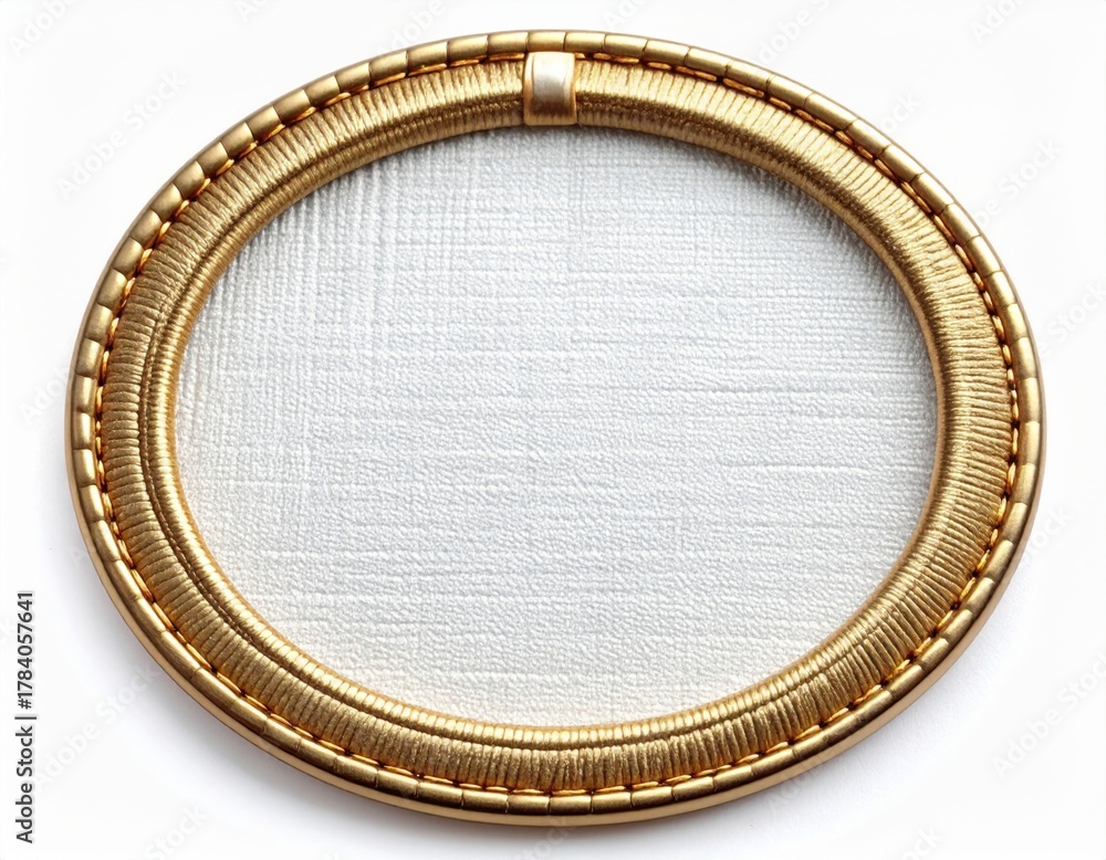 Obraz premium Elegant Golden Oval Frame on White Backdrop Classic Design Element