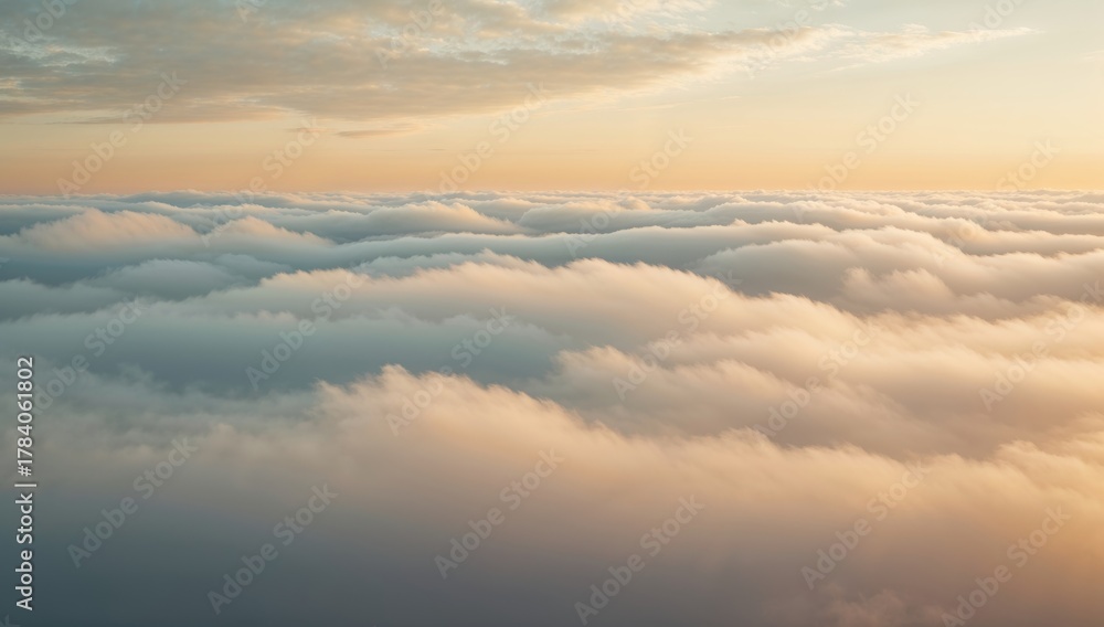 Obraz premium Serene Sky Above Fluffy Clouds at Sunset