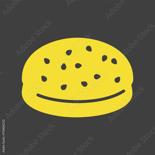 Classic Burger Bun with Sesame Seeds Glyph Icon