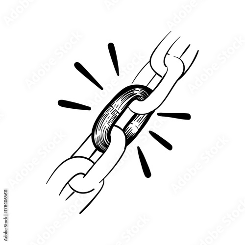 Illustrative chain link highlighted, symbolizing steadfast connection, unwavering security, and potent unity