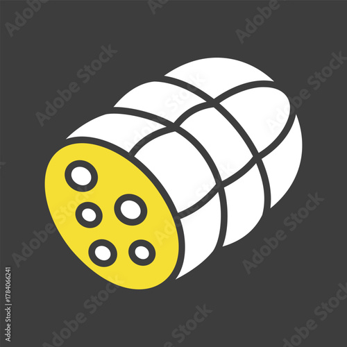 Boiled Sausage Meat Glyph Vector Icon
