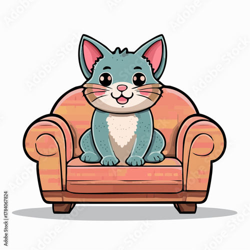 niedliche Katze die auf einem Sofa sitzt