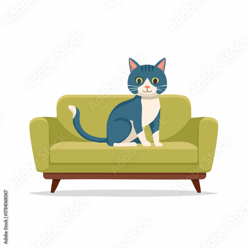 niedliche Katze die auf einem Sofa sitzt