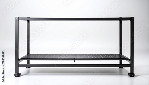 Wallpaper Mural Black Metal Two Tier Shelf Against White Background for Storage Solution Torontodigital.ca